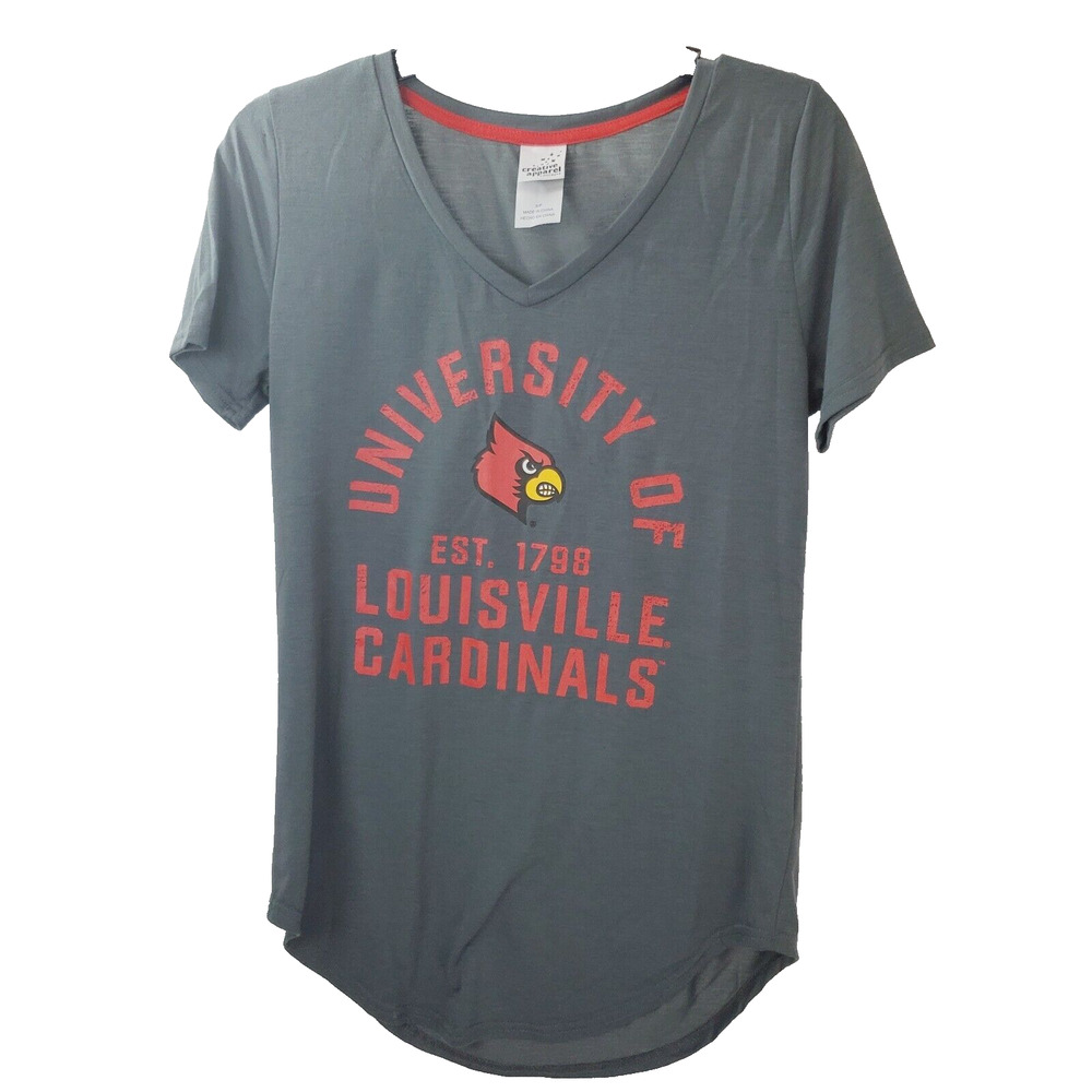 Creative Apparel University Of Louisville Cardinal Shirt Women's Small Gray Logo